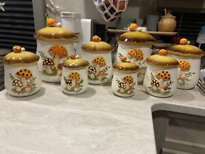 vintage sears merry mushroom canister set