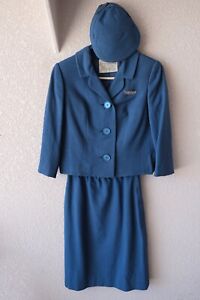 Vintage United Airlines stewardess uniform with original hat, wings, size 4