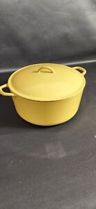 Vintage Descoware Belgium Cast Iron Enamel Dutch Oven, 8 Quart, 2H FE Yellow XL