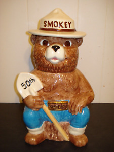 Smokey The Bear 50th Anniversary Cookie Jar Jarrin Treasure Craft DON Winton