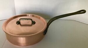 Vintage E Dehillerin France Copper Sauce Sauté Frying Pan Pot with Lid 9.5”