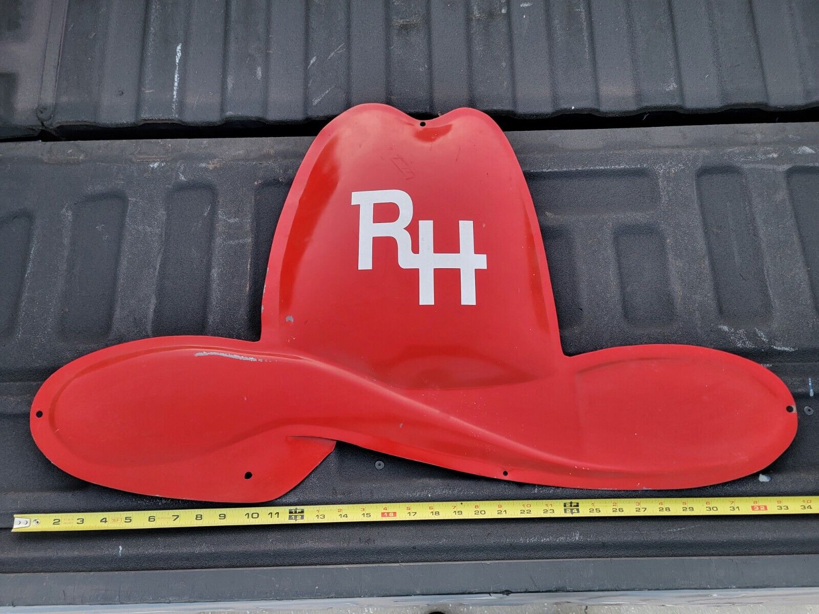 Large Vintage Red Hat Feeds Seed Farm Sign