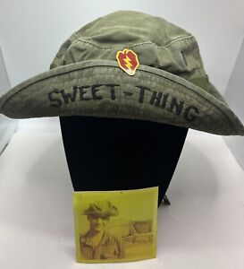 Vintage 60's US Military Issue Vietnam Era OG107 Boonie Sun Hat Size 7-pin-photo