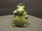 Brush Pottery Sitting Hippo Cookie Jar Green with Hat 1969 Vintage