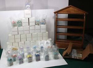 VTG 1989 LENOX SPICE VILLAGE 25 PORCELAIN JARS COMPLETE SET W/ WOOD RACK COA