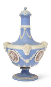 VTG Wedgwood Tri-Color Jasperware Barber Bottle 10" with Lid/Stopper C1855 NICE!