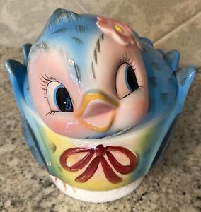 Rare Vintage Lefton Bluebird Cookie Jar - Geo. Z Lefton Pattern 289 -EUC No Chip