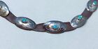 Vintage Navajo Sterling Silver Concho Hat Band on Leather Attr. Roy Vandever
