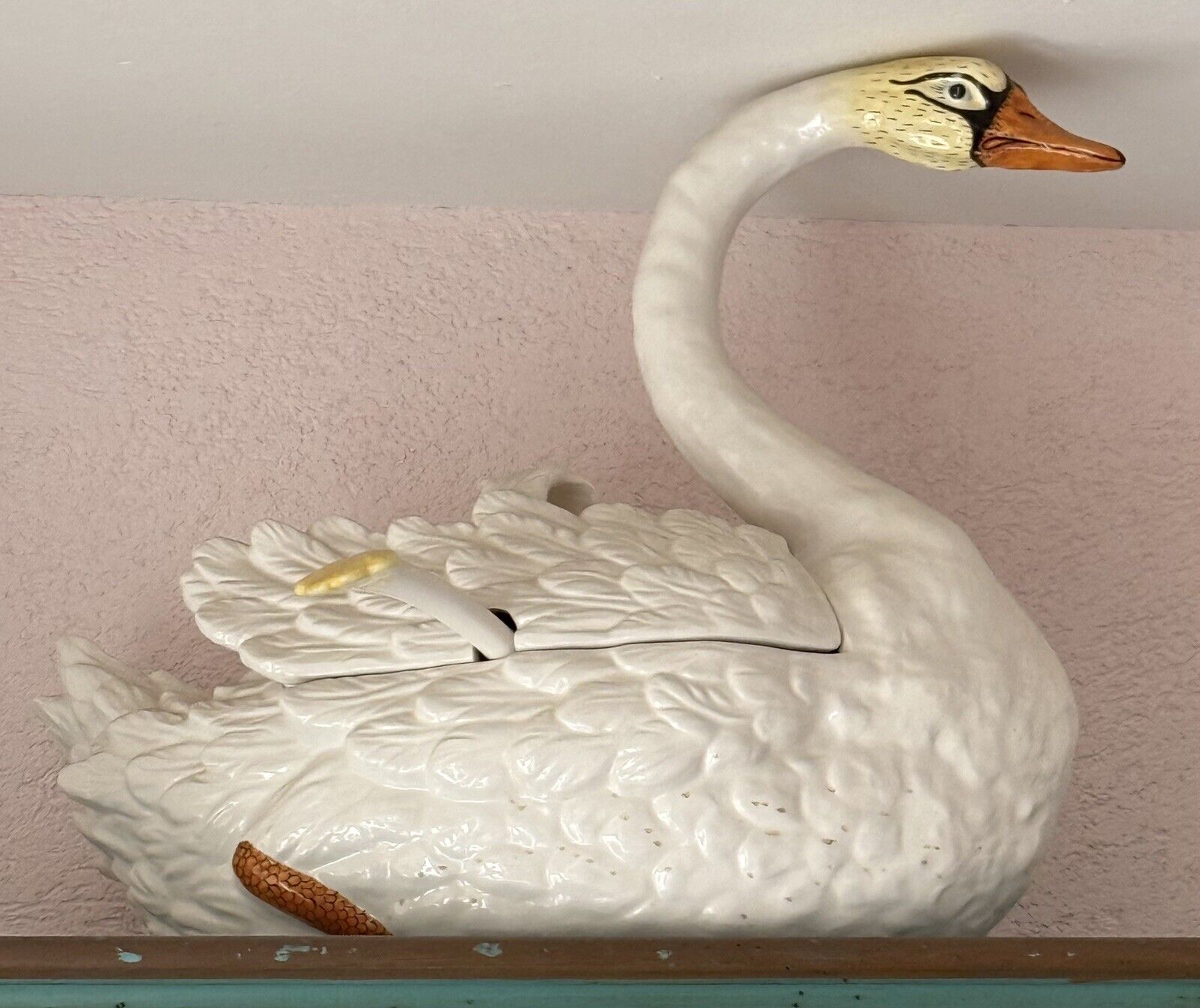 Vintage Italian Swan Covered Tureen with Ladle - 22" x 11" 19" H