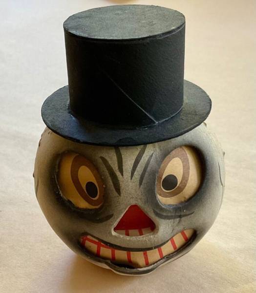 Rare Vintage Germany Halloween Ghost Top Hat Paper Mache Lantern