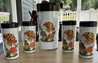 VINTAGE SEARS 1970S MERRY MUSHROOM THERMO-SERV PITCHER W/ LID & 4 TUMBLERS