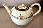 MEISSEN ANTIQUE 1800s 19c TEAPOT WITH ROSE FLOWER HANDLE LID HAND PAINTED FLORAL