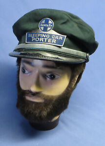Rare Vintage Santa Fe Railroad Sleeping Car Porter Hat w/Badge EXC!