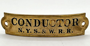 RARE Vintage Conductor Metal Cap Hat Badge Emblem Railroad NYS & WRR New York