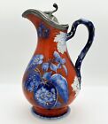Antique 1890’s Church Works Earthenware Jug Ewer With Britannia Pewter Lid