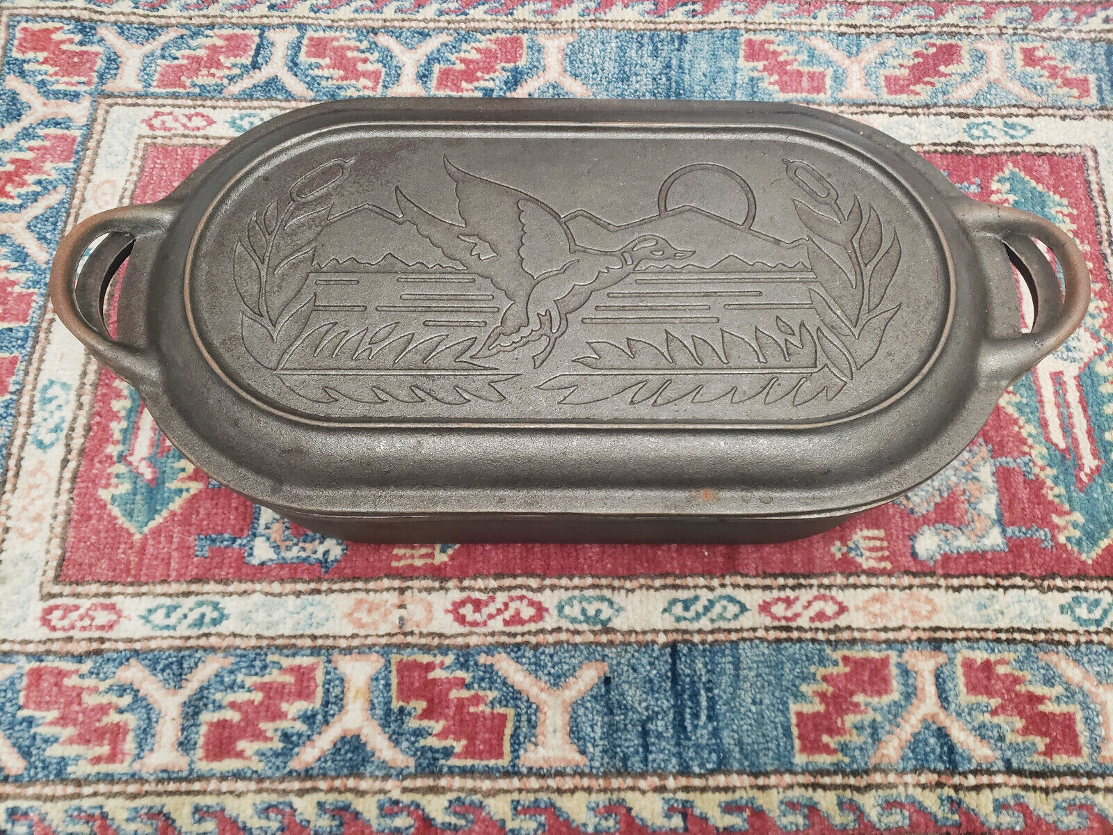 Vtg Lodge Cast Iron Oval Roaster Sportsman Grill 3060 Lid Cover 3093 Deep Fryer