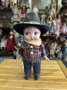 Vintage Buddy Lee Doll 1950's Cowboy With Gun And Hat