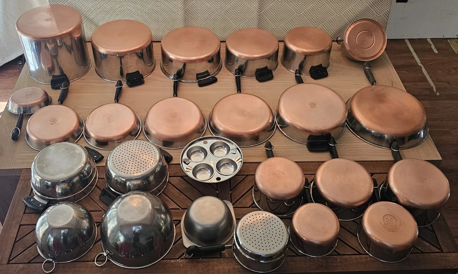 Vintage REVERE WARE 1801 Copper Bottom 42 PC Cookware Set Pot & Pans