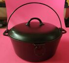 Vintage Cast Iron FAVORITE PIQUA WARE No. 8 Dutch Oven and Lid - Restored, FLAT
