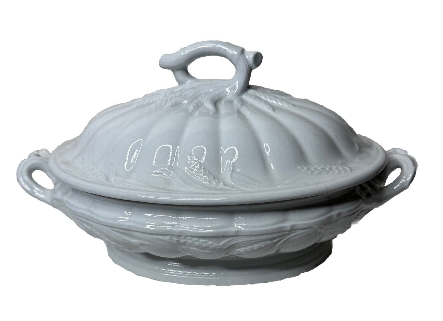 Antique Ironstone Oval Elsmore & Forster Ceres Wheat Casserole Tureen