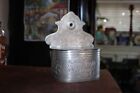 New ListingVintage Reproduction PEWTER GERMAN SALT BOX LID BIRDS FLORAL ENGRAVED