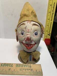 ANTIQUE PAPER MACHE COMPOSITION CLOWN FELT HAT EARS CANDY CONTAINER GERMANY?
