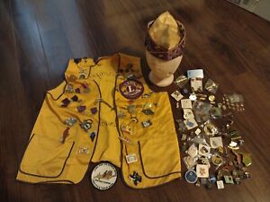Large Lot Lions international Club Vtg Pins Vest Hat 1950s-90s Florida 10k gf