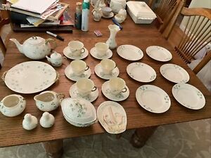 Irish Belleek Shamrock 31 Piece Vintage China Tea Set + Many Extras