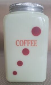 HTF McKee Red Dots On Custard 48 OZ Coffee Canister