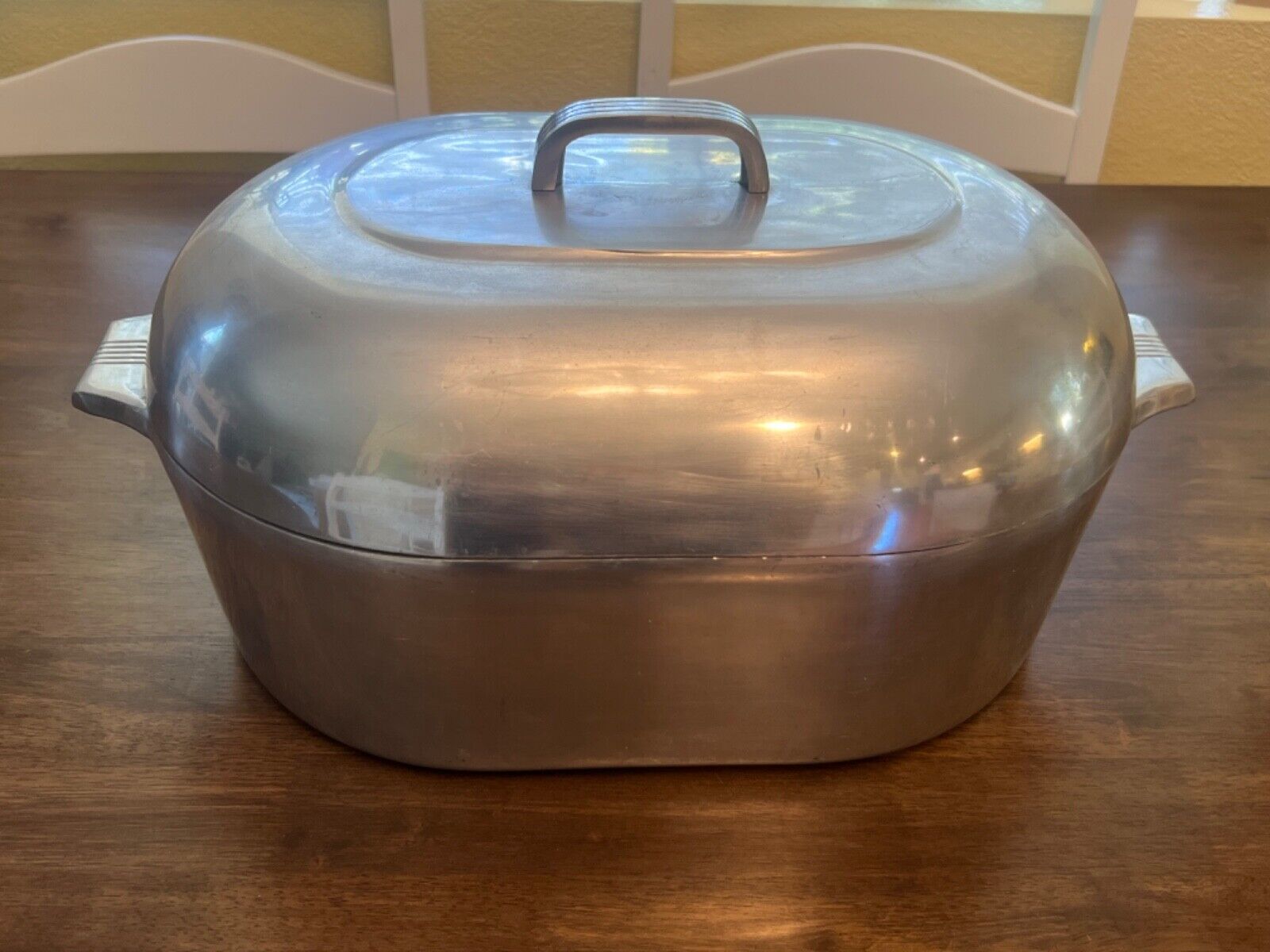 Wagner Ware Magnalite 4269 Vtg Aluminum Oval Turkey Roaster 17 Qt 20" w/Trivet