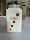 HTF McKee 48 Ounce Coffee Canister Custard Color With Red Dots