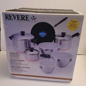 Revere Ware 10 Pc Set New Old Stock NOS Factory Sealed No. 3500977 Pots Pans Vtg