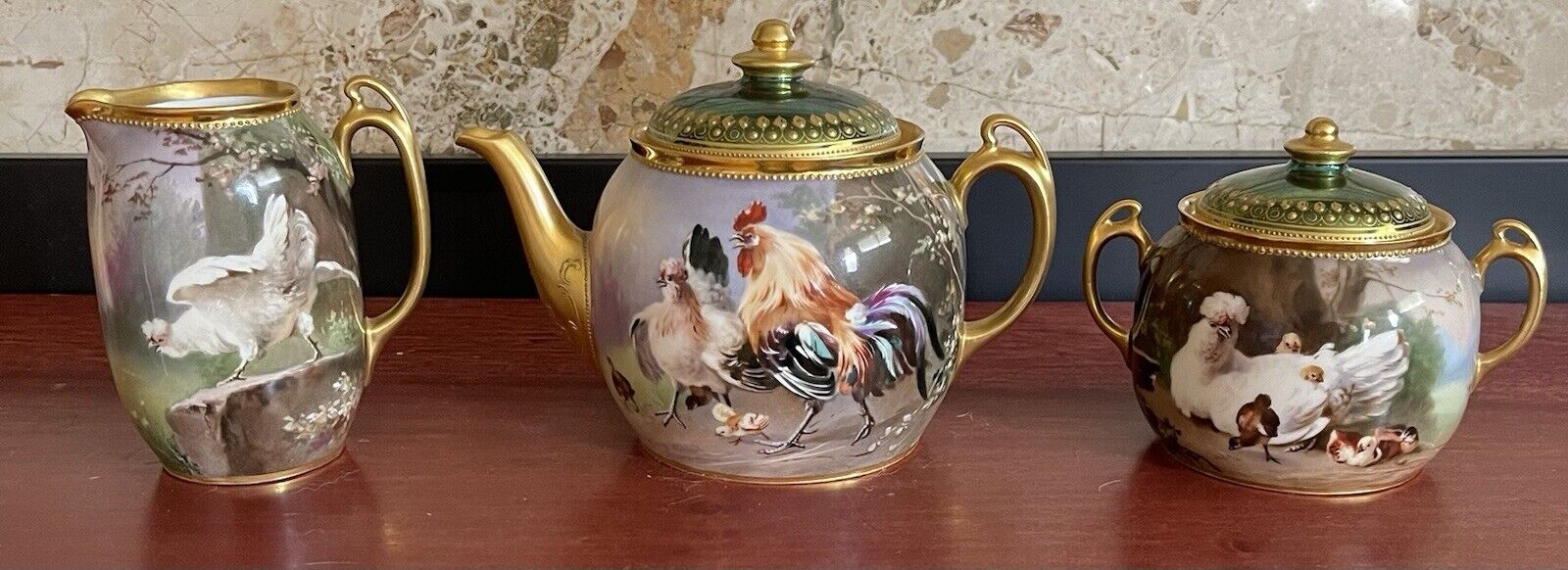 19th century 3-Piece Tea Set C.Pohl artist