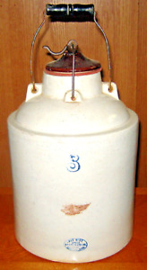 Vtg Redwing 3 Gallon Applesauce Stoneware Crock Jug Lid Seal Bale Handle
