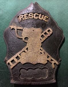 Vintage New York City Voluntary Fireman RESCUE Hat Badge