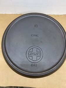 GRISWOLD ERIE #10–843 CAST IRON DUTCH OVEN CAMP LID-LARGE SLANT LOGO Restored