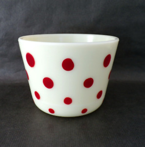 Vintage McKEE Custard w/ RED DOT Pattern LARGE Canister no lid BOLD DOTS Marked