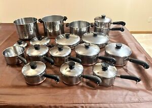 Vintage Revere Ware Copper Bottom Cookware Lot of 28 piece Skillets Pots Pans