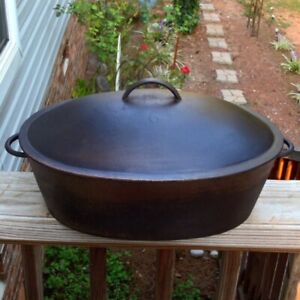 Rare Antique Wagner Cast Iron #6 OVAL ROASTER With Lid ARC LOGO 1891-1910 VGUC