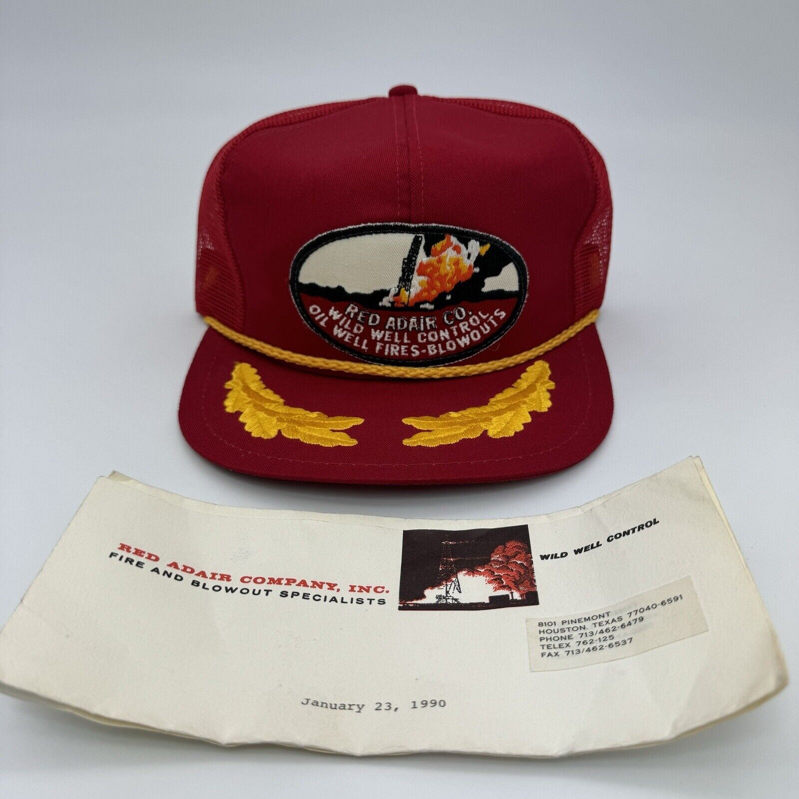 VTG PAUL RED ADAIR WILD OIL WELL CONTROL TEXAS PATCH TRUCKER HAT AUTOGRAPH