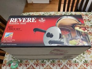 VINTAGE REVEREWARE 7 PIECE COOKWARE SET 3835 1987 MFG COPPER BOTTOM NEW WITH BOX