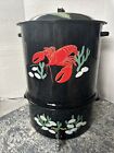 Vintage Speckled Enamel Double Steam Pot Clam Broth Lobster w/Spigot & Lid