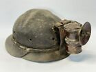 Vintage Safety Coal Miners Hard Hat Helmet With Auto Lite Lantern Lamp