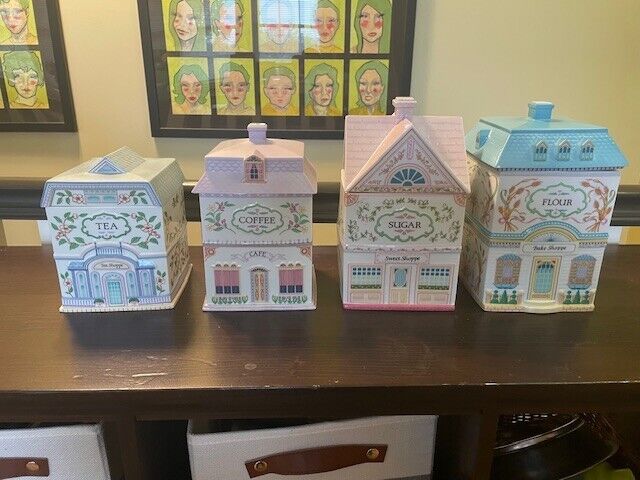 Vintage Lenox Spice Village 1995 - 4 Piece Canister Porcelain Set
