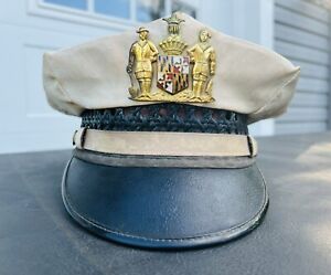 Vintage Obsolete Retired Maryland State Police Officer Cap Badge Hat Cumberland