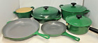 Le Creuset Cast Iron Vintage Cookware Set of 9 Pieces, Green Excellent Condition