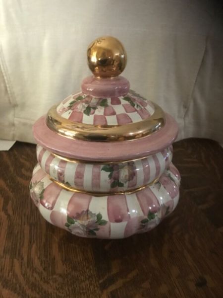 Vintage Lidded Jar, Rose Petal Pattern, Mackenzie - Childs RARE