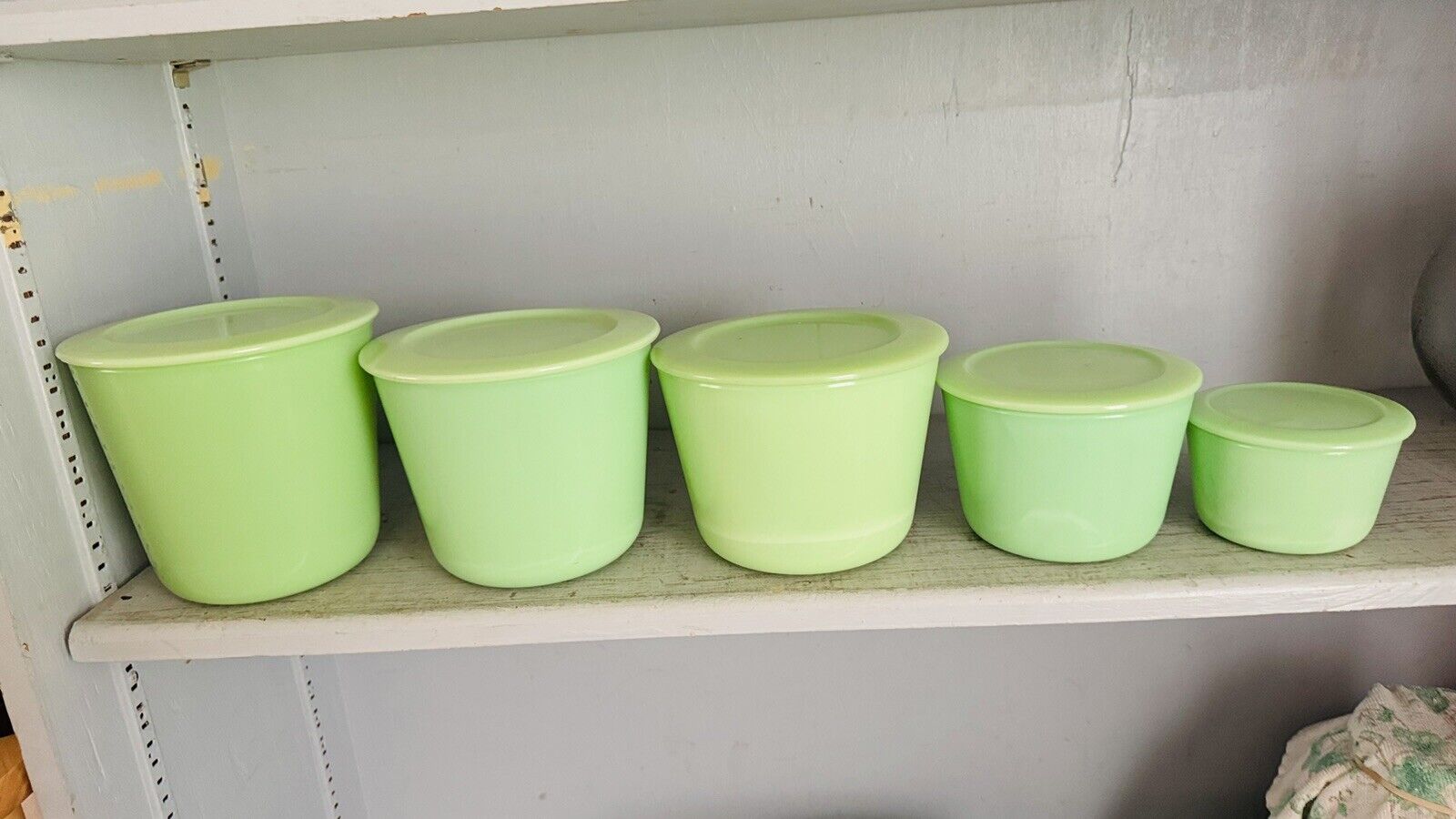 Vintage Mckee Jadeite Canister Set 5 Graduating Uranium 1930s