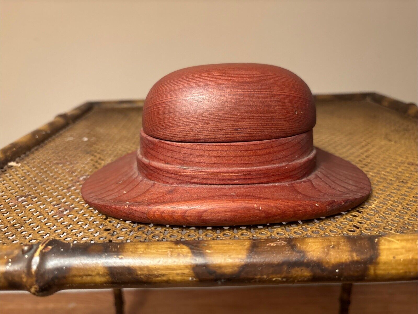 Vintage Brown Derby Hollywood Wood Wooden Souvenir Hat Cigarette Box