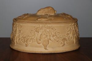 Antique 19th Century Large Wedgwood Caneware Game Pie Dish/Tureen with Liner+Lid